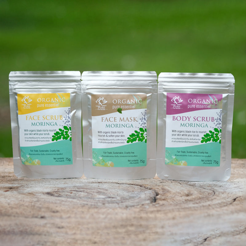 Moringa Mask & Scrub Set: 3 x 75g