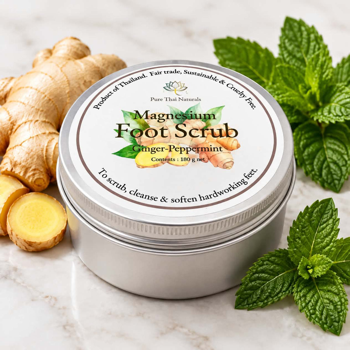 Magnesium Foot Scrub - Ginger Peppermint - 180g