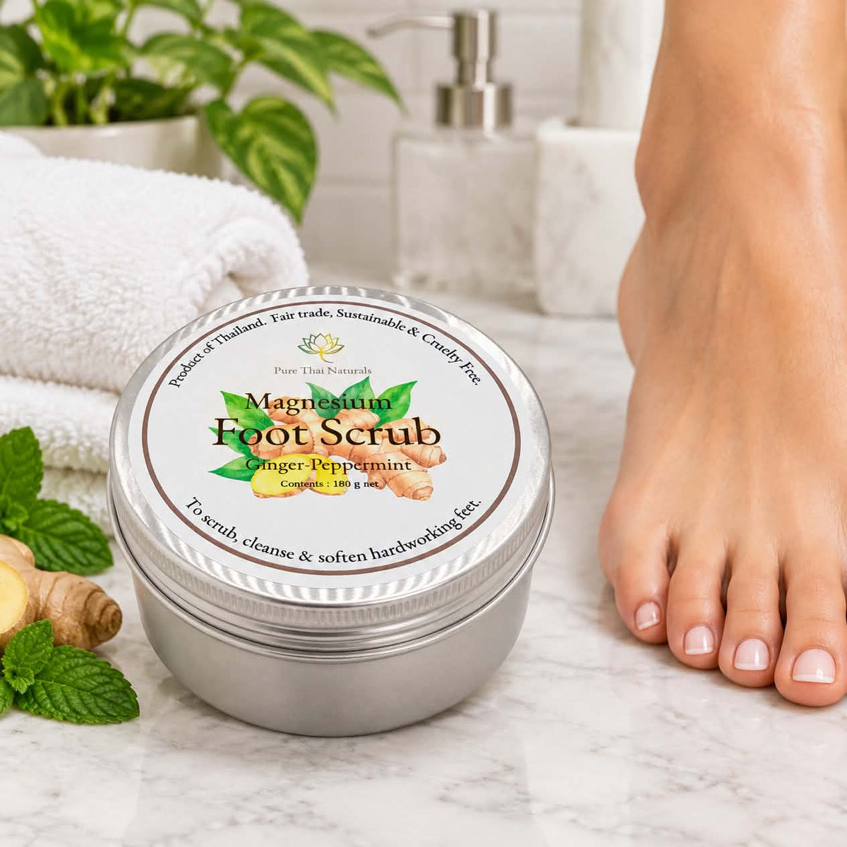 Magnesium Foot Scrub - Ginger Peppermint - 180g
